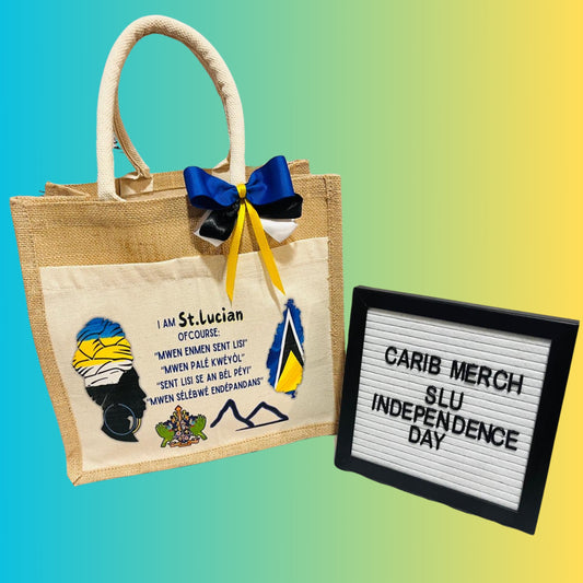Saint Lucia Independence Burlap Handbag